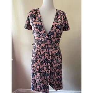 J. Crew Size 2 Pink & Blue Floral Short Sleeve Wrap Dress